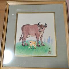 今井義明　漂白の画家　牛　茨城県　色紙絵