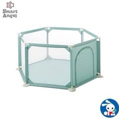 美品　西松屋　ミントグリーンベビーサークル　六角形　