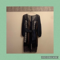 【中古品】ソブレ レース ドレス ネイビー ブラック M