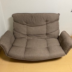 リクライニングブラウンソファ 二人掛け　