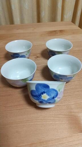 新品未使用  昭和レトロ  湯呑み5客   清秀