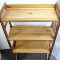 木製　収納ラック　3段　マルチラック　オープンシェルフ　本棚　飾り棚　キッチンラック　サイドボード　ウッドラック　収納家具の画像