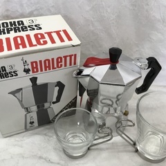 BIALETTI モカエキスプレス コーヒーメーカー/グラスペア