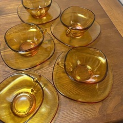 アンバー　コーヒーカップ　ティーカップ　レトロ　昭和　グラス　食...