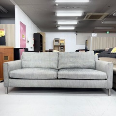 【お買い得‼️】定価35万以上♪ アイラーセン 190cm幅3人掛けソファ ストリームライン フェザー入りクッション グレー♪の画像