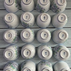好山　湯呑み茶碗　20客　小ぶり　小鉢　花柄　おちょこサイズ　淡...