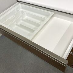 古賀家具 キッチンカウンター セイント 幅120 ソフトクローズ モイス ブラウン レンジボード KOGA 食器棚 中古家具 店頭引取歓迎 R9025の画像