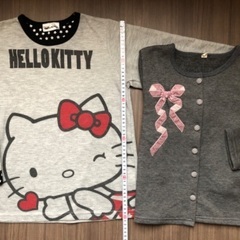 used 女の子 秋冬 洋服 130 140 トップス 長袖 ハイネック ジーンズ おまとめ セットの画像