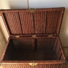 アメリカ購入 籐製収納スツール(大)の画像