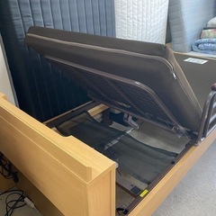 7579 自動リクライニングベッド 自動 リクライニング 調節可能 便利 簡単 ブラウン ベージュ 木目 オシャレの画像