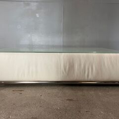 『KELVIN GIORMANI』ケルビンジョルマーニ センターテーブル リビングテーブル ガラステーブル ローテーブル 革 レザー RWcen1の画像