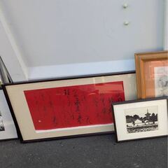 詳細不明 絵画 油絵 インテリア 書 (6) 2枚 セット 扁額 額縁