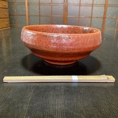 【新品未使用】寿山　赤鉄砂菓子鉢　20cm 竹ばし付き　箱付きの画像