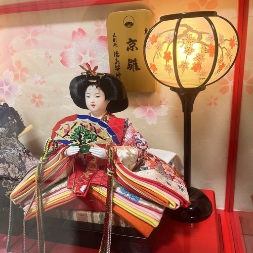 京雛　雛人形　赤色　オルゴール付き