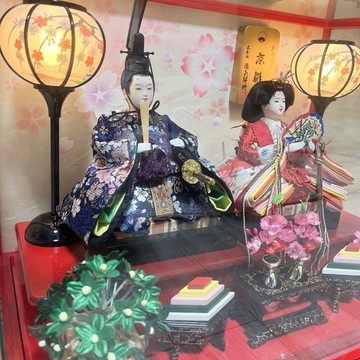 京雛　雛人形　赤色　オルゴール付き