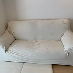 ニトリ　ソファ　3人用ソファ　本革　三人掛けソファ　ベージュの画像