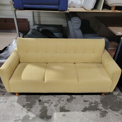 3Pソファ イエロー系 約W1720×D780×H730mm メーカー不明 25a菊-