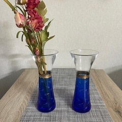 切子クリスタルガラス花瓶2セット