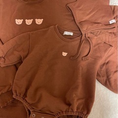 ☆mom&bebe☆親子リンクコーデ　クマプリントトレーナー 3点セットの画像