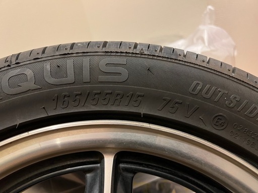 ノーマルタイヤ4本セット、165/55R15、SUZUKIのホイール付き！