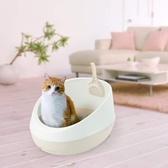 リッチェル　猫用トイレ　ベージュ＋ホワイトの画像