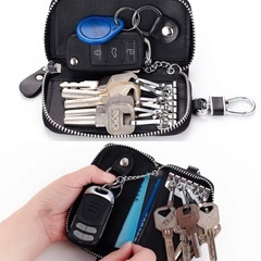 キーケース レディース メンズ スマートキー おしゃれ お手頃 ペア 人気 安い レザー 革 本革 男女兼用 カード お揃い ギフト プレゼントの画像