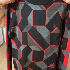 G-Star RAW(ジースターロゥ)ニット セーター メンズ 長袖 黒 赤の画像