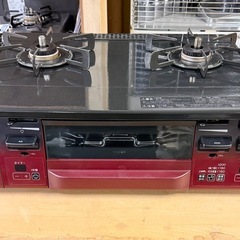 お引取り限定 美品 20年製 リンナイ ラクシエファイン 都市ガス用コンロ 2口ガステーブル RT66WH1RG-BAR の画像