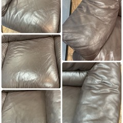  ジモティー限定価格！ S101 ⭐Italsofa イタルソファ 本革 ダークブラウン 幅210cm USED 高級の画像