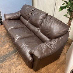  ジモティー限定価格！ S101 ⭐Italsofa イタルソファ 本革 ダークブラウン 幅210cm USED 高級の画像