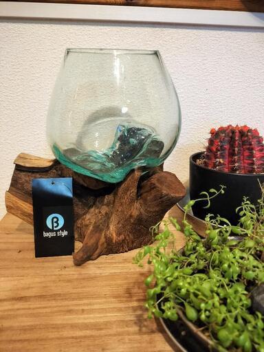 bagusstyle☆天然木　リサイクルガラス　アクアリュウム　ベター飼育等