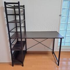 ニトリ デスク ブラウン 本棚つき 机の画像