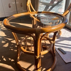 藤　テーブル　イス　セットの画像