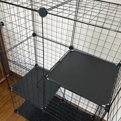 ケージ　キャットケージ　3段　組立式　ブラック の画像