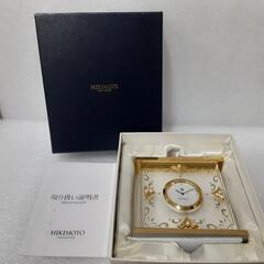 MIKIMOTO ミキモト 置時計 クリア×ゴールド×白 011...