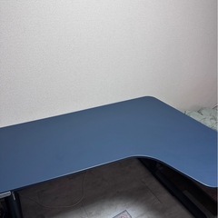 【IKEA/イケア】BEKANT ベカント コーナーデスク 右 電動昇降式, リノリウム ブルー/ブラック PCテーブル/パソコン/勉強机の画像