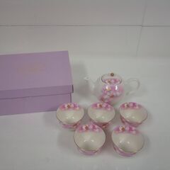 未使用品 宇野千代 花かがみ ポット茶器揃 桜柄 急須 湯呑5客