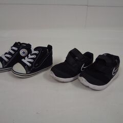 CONVERSE コンバース ＆ NIKE ナイキ 子供用 スニーカー ベビーシューズ 12cm 2足セット ブラック の画像