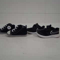CONVERSE コンバース ＆ NIKE ナイキ 子供用 スニーカー ベビーシューズ 12cm 2足セット ブラック の画像