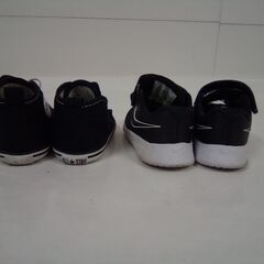 CONVERSE コンバース ＆ NIKE ナイキ 子供用 スニーカー ベビーシューズ 12cm 2足セット ブラック の画像