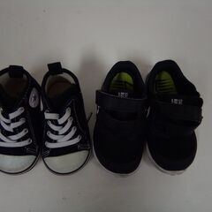 CONVERSE コンバース ＆ NIKE ナイキ 子供用 スニーカー ベビーシューズ 12cm 2足セット ブラック の画像