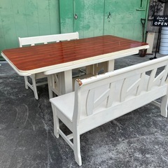 【ダイニングテーブルセット】　椅子　イス　ベンチ　木製　ウッド　カントリー　アメリカン　レトロ　アンティーク風