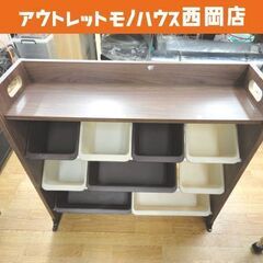 おもちゃラック 天板付き ブラウン系 キッズトイハウスラック 幅...