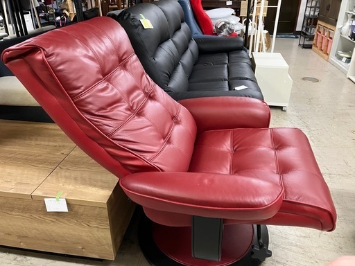 ☆値下げ☆K2501-329   NITORI パーソナルチェア キズ 汚れあり オットマン付き リクライニング可 下の回しを回すと動