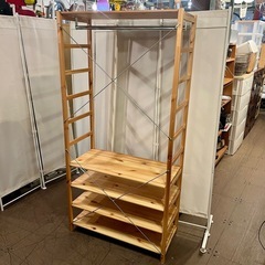 《売約済》【武蔵小山店】【～4/14限定SALE！店内全品20%お値引き！】　 無印良品 無印 MUJIパイン材 ユニットシェルフ ８６ｃｍ幅 大 ワードローブバー シェルフ オープンシェルフ 衣類収納 ハンガーラック ワードローブの画像