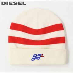 DIESEL ディーゼル ニット帽 刺繍ロゴワッペン ボーダー