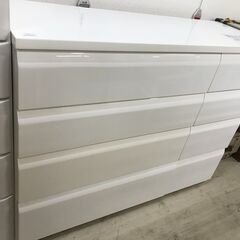ニトリ NITORI チェスト ロータイプ WISH3 ホワイト 光沢  大容量 収納 衣類収納 新生活 引越 クリーニング済み 堺市 石津 ジャングルジャングル石津店の画像
