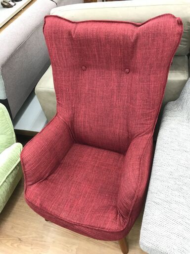 ★ジモティ割あり★  シングルソファ レッド H92×W60×D54 クリーニング済み KJ7786