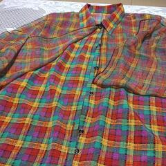 【美品】ＷＯＮ MOA両袖と前身頃シースルー チェック柄 長袖シャツ