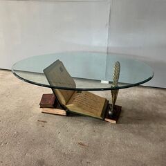 メーカー不明 ガラステーブル センターテーブル コーヒーテーブル...